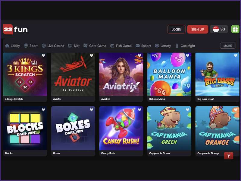 Principais vantagens e características do casino 22fun