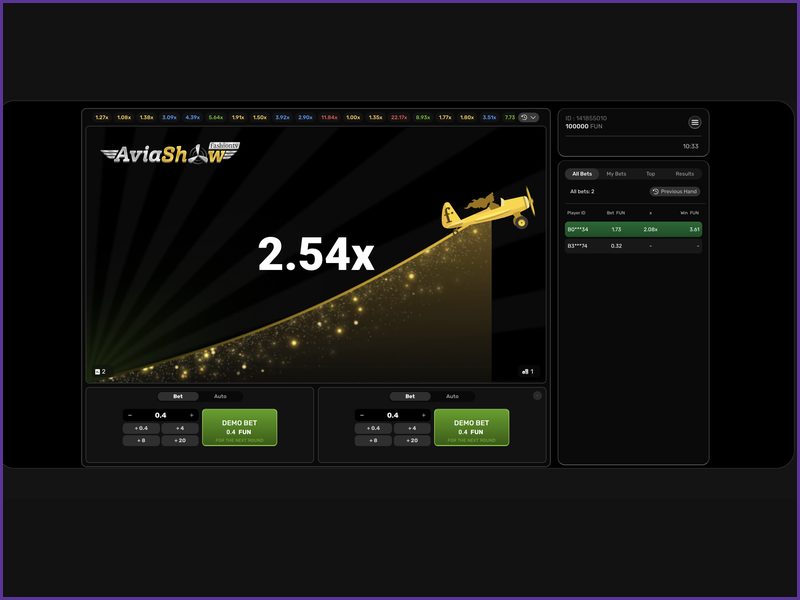 Screen Design and Control Buttons in Aviashow