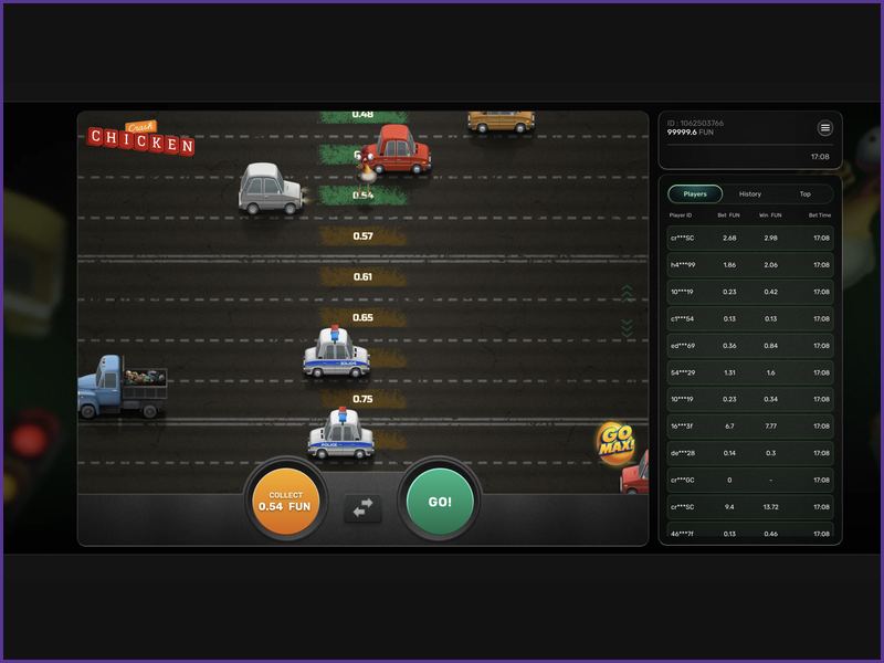 Steps and sequence of actions in the Chicken Crash round