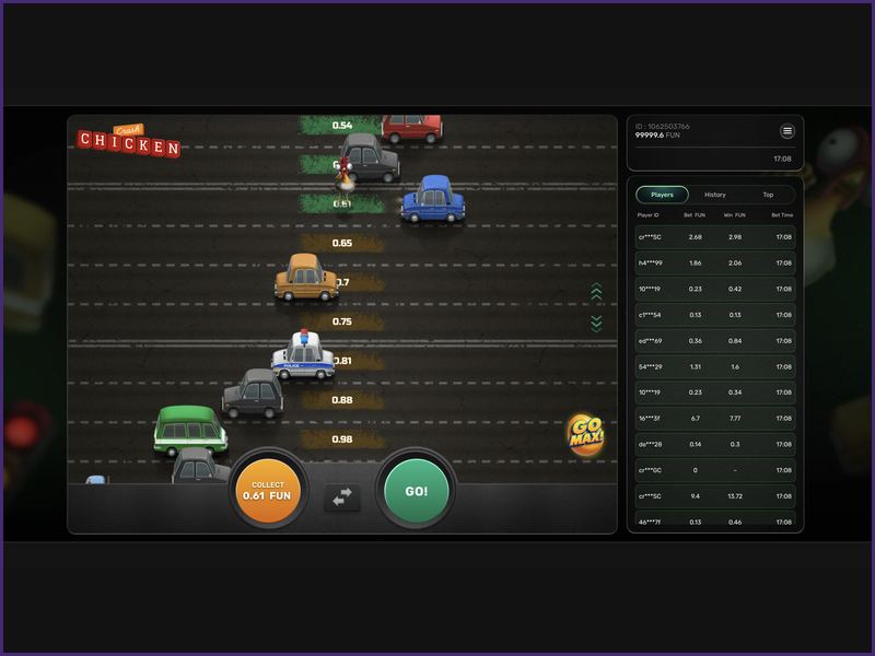 Multipliers and odds by line in Chicken Crash