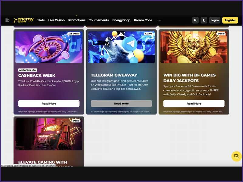 L'interface et la bibliothèque de jeux du casino en ligne EnergyCasino