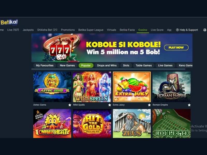 Informations sur le casino Betika