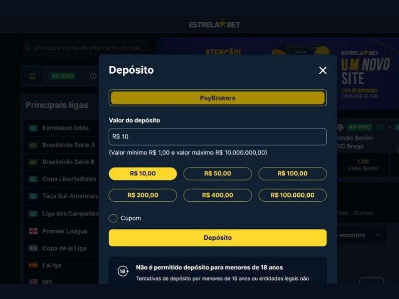 How to deposit in Figoal at EstrelaBet